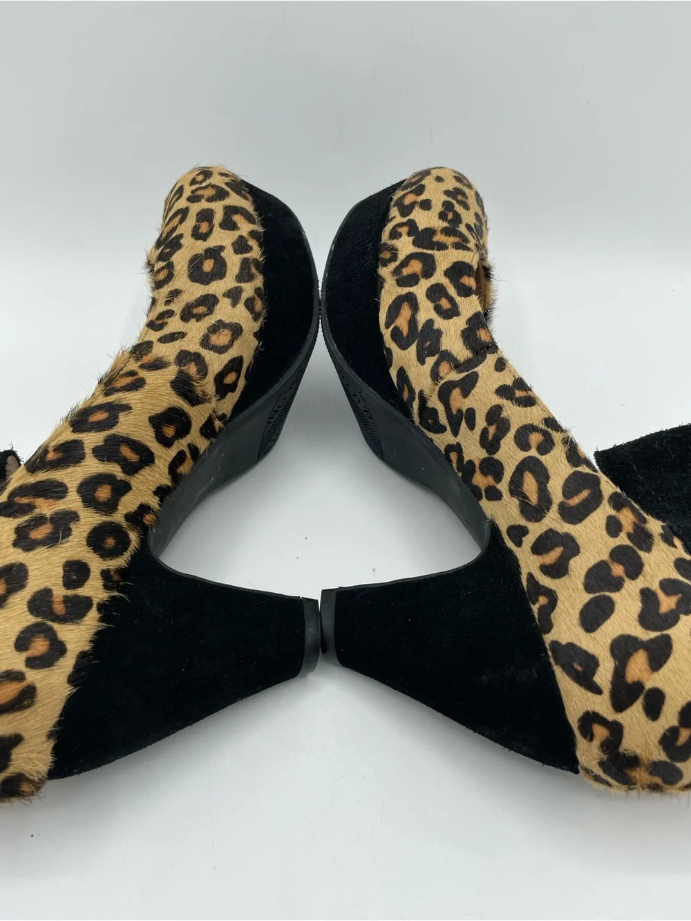 Sasha London Vera Leopard Print Fur  Block Heel Mary Jane Shoes.